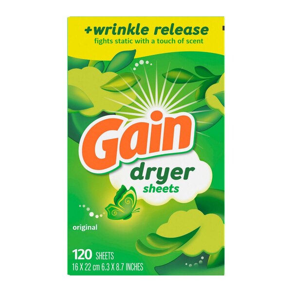 Gain Fabric Softener Dryer Sheets, Original Scent, 120 ct