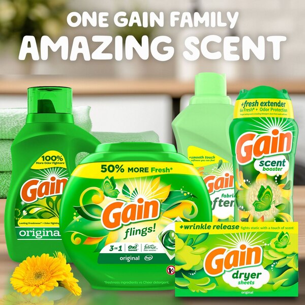 Gain Fabric Softener Dryer Sheets, Original Scent, 120 ct