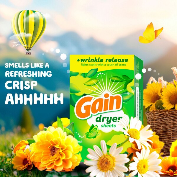 Gain Fabric Softener Dryer Sheets, Original Scent, 120 ct