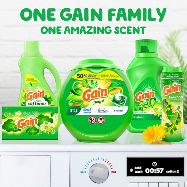 Gain Flings Laundry Detergent Soap Pacs, Original Scent, 60 ct