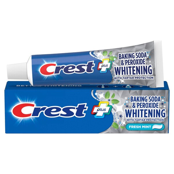 Crest Baking Soda and Peroxide Whitening Fluoride Toothpaste with Tartar Protection, Fresh Mint, 5.7 OZ