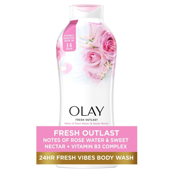 Olay Fresh Outlast Body Wash, Rose Water & Sweet Nectar, 22 OZ