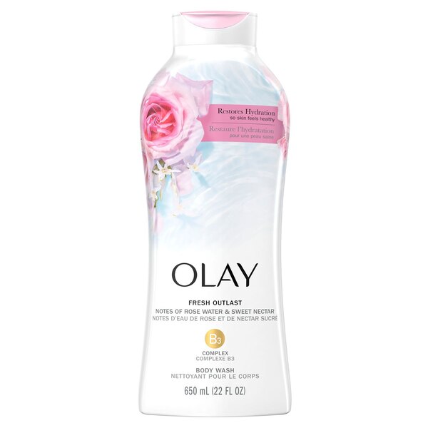 Olay Fresh Outlast Body Wash, Rose Water & Sweet Nectar, 22 OZ