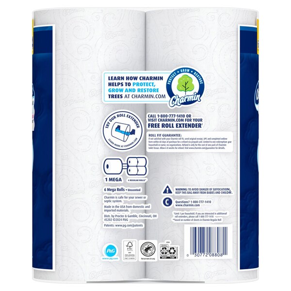 Charmin Ultra Soft Toilet Paper 6 Mega Rolls, 224 Sheets Per Roll