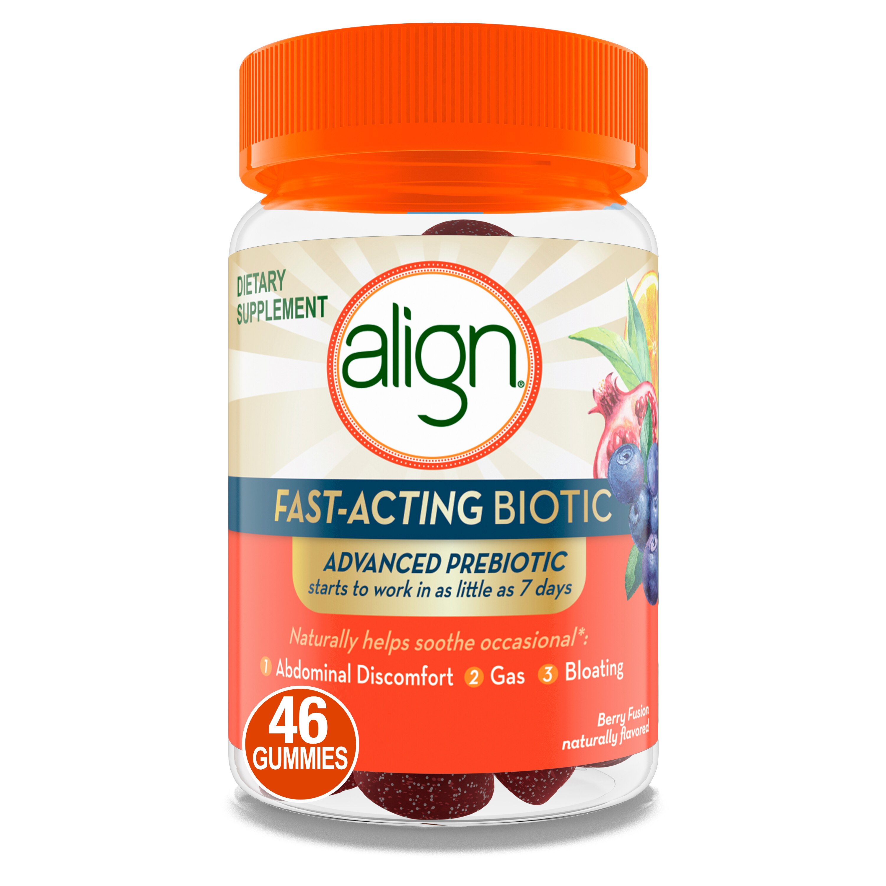 Align Advanced Prebiotic Supplement Gummies, Fast-Acting Biotic, 46 CT