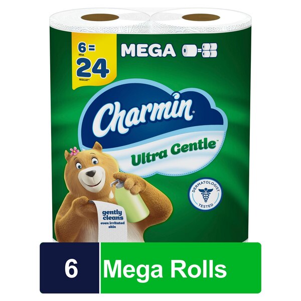 Charmin Ultra Gentle Toilet Paper, 6 Mega Rolls, 231 Sheets Per Roll