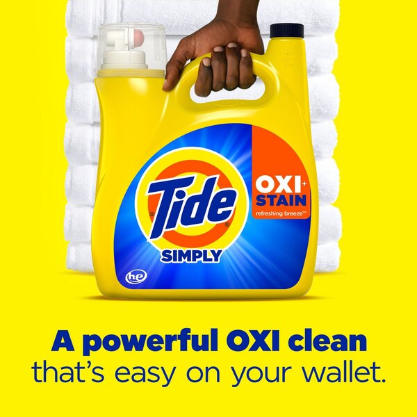 Tide Simply Oxi + Stain HE Liquid Laundry Detergent, Refreshing Breeze, 94 Loads, 137 oz