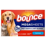 Bounce MegaSheets Pet Hair & Lint Guard Dryer Sheets, Fresh Scent, 40 ct, thumbnail image