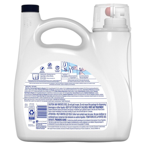Tide Free & Gentle HE Liquid, Unscented, 100 loads, 132 oz