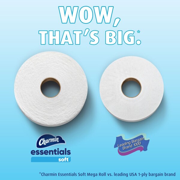 Charmin Essentials Soft Toilet Paper 6 Mega Rolls, 330 Sheets per Roll
