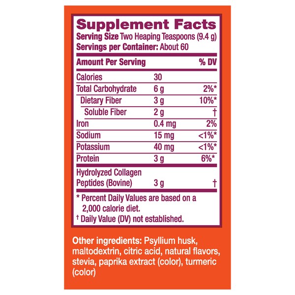 Metamucil Psyllium Fiber + Collagen Peptides Powder