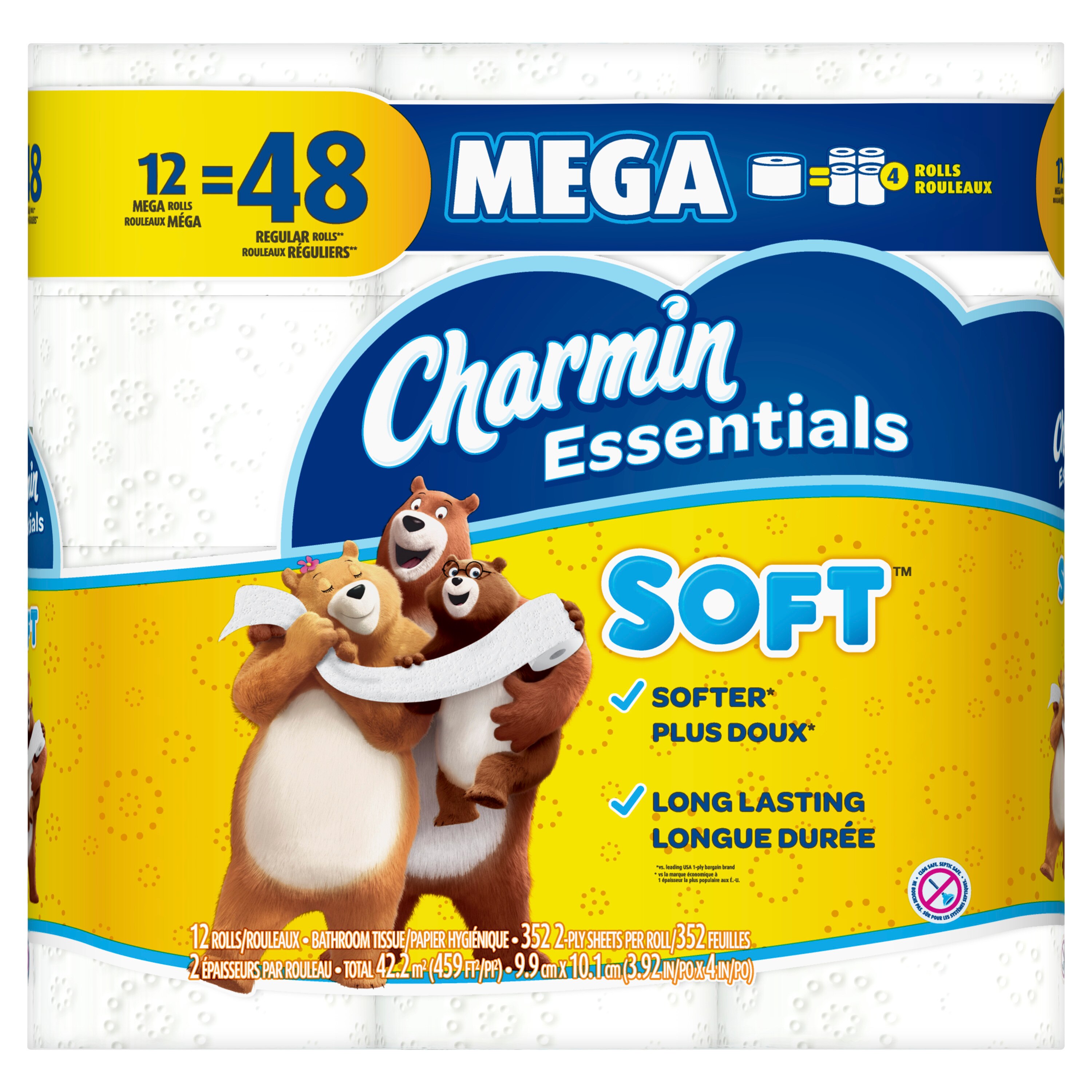 Charmin Essentials Soft Toilet Paper 12 Mega Rolls, 12/Pack