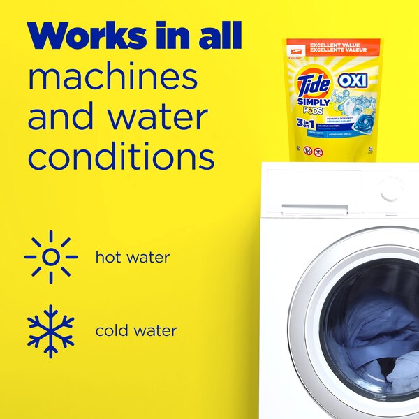 Tide Simply Pods Oxi Boost + Ultra Stain Release Liquid Laundry Detergent Pacs, Refreshing Breeze, 55 ct