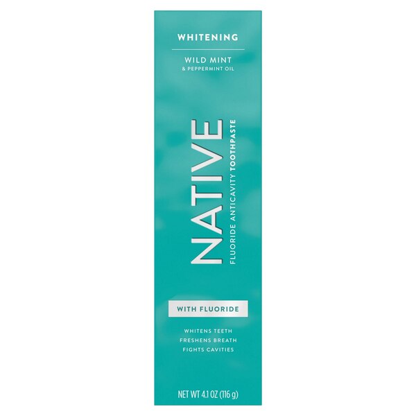 Native Fluoride Anticavity Whitening Toothpaste, Wild Mint and Peppermint Oil, 4.1 OZ
