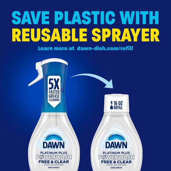 Dawn Free & Clear Powerwash Dish Spray, Dish Soap, Pear Scent, 16oz