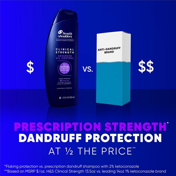 Head & Shoulders Clinical Strength Dandruff Defense + Advanced Oil Control Shampoo, 13.5 OZ