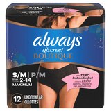 Always Discreet Boutique Incontinence Underwear, Black, S/M, 12 CT, thumbnail image