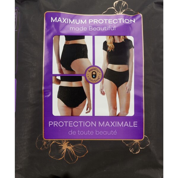 Always Discreet Boutique Incontinence Underwear, Black, L, 10 CT