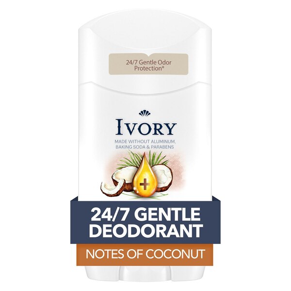 Ivory Gentle Deodorant, Hint of Coconut, 2.4 OZ