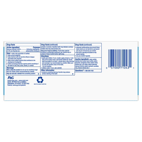 Crest Pro-Health Whitening Fluoride Toothpaste for Anticavity, Antigingivitis, and Sensitive Teeth