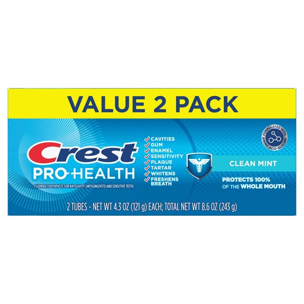 Crest Pro-Health Fluoride Toothpaste for Anticavity, Antigingivitis, and Sensitive Teeth, Clean Mint
