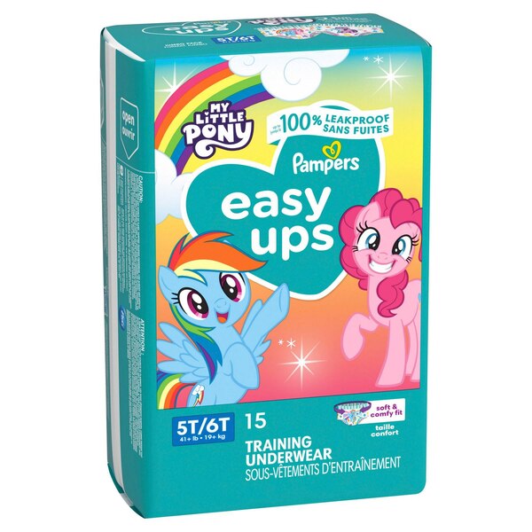 Pampers Easy Ups Training Underwear, Girls, Size 5T-6T, 15 CT