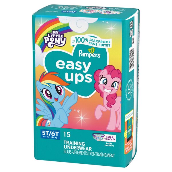 Pampers Easy Ups Training Underwear, Girls, Size 5T-6T, 15 CT