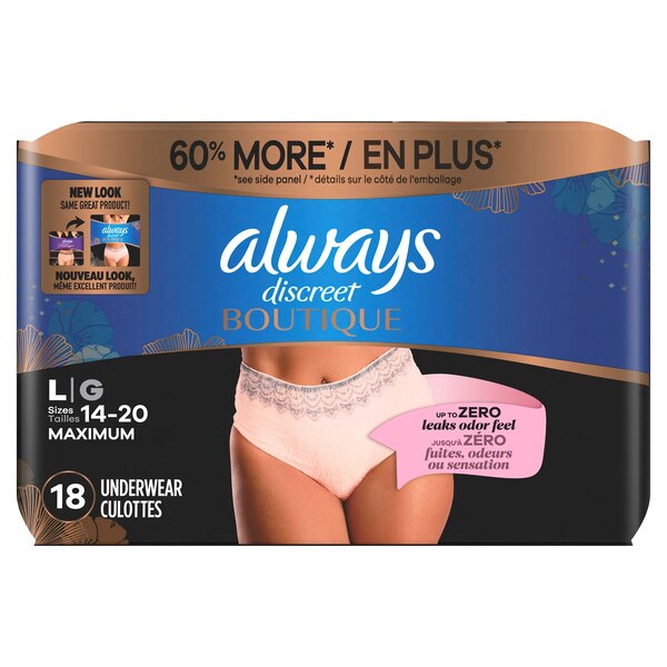 Always Discreet Boutique Incontinence and Postpartum Underwear for Women Maximum Protection
