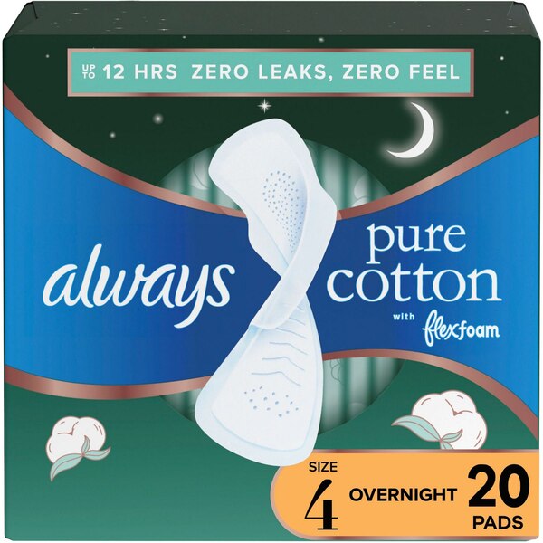 Always Pure Cotton Pads, Size 4, 20 CT