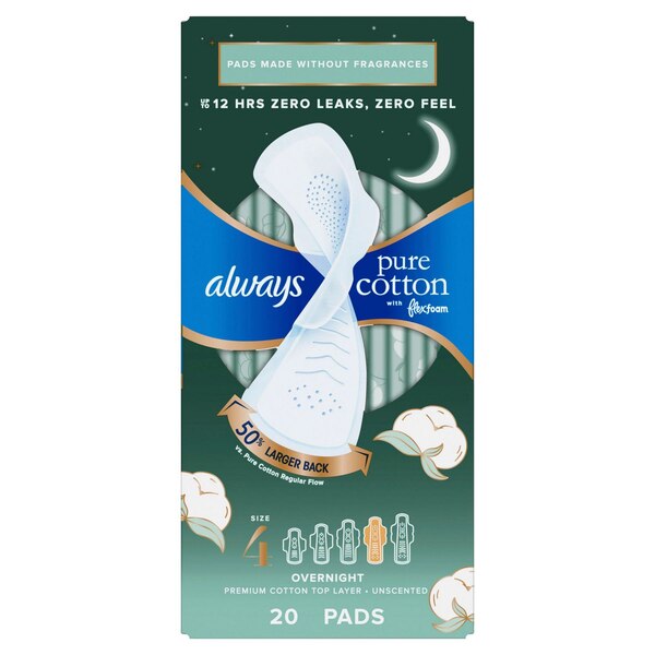Always Pure Cotton Pads, Size 4, 20 CT