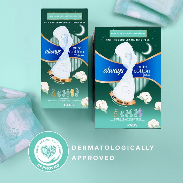 Always Pure Cotton Pads, with Wings, Size 5, 18 CT