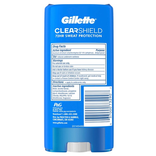 Gillette Clear Shield 72HR Sweat Protection, Wild Rain, 3.8 OZ, 2 CT
