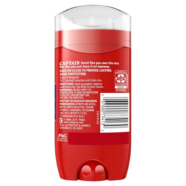 Old Spice Captain Deodorant Stick, Bergamot, 3 OZ