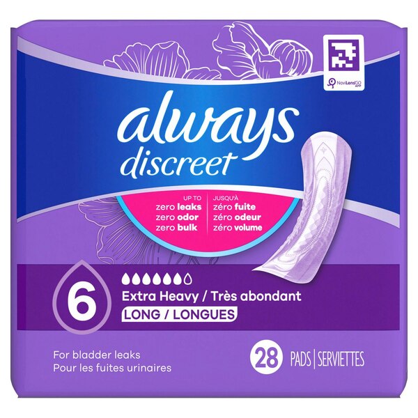Always Discreet Incontinence Pads 6 Drop Extra Heavy Long (choose your count)