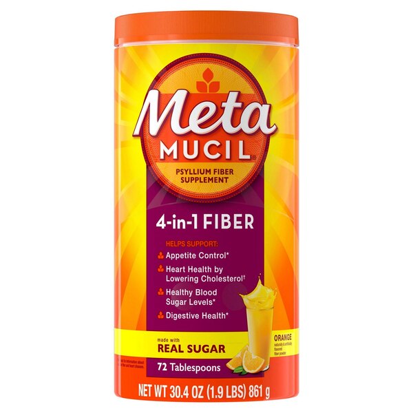 Metamucil 4-in-1 Psyllium Fiber Powder with Real Sugar