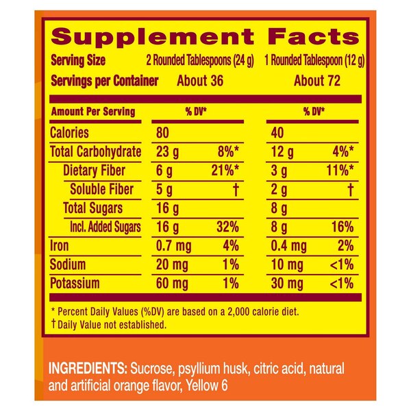 Metamucil 4-in-1 Psyllium Fiber Powder with Real Sugar