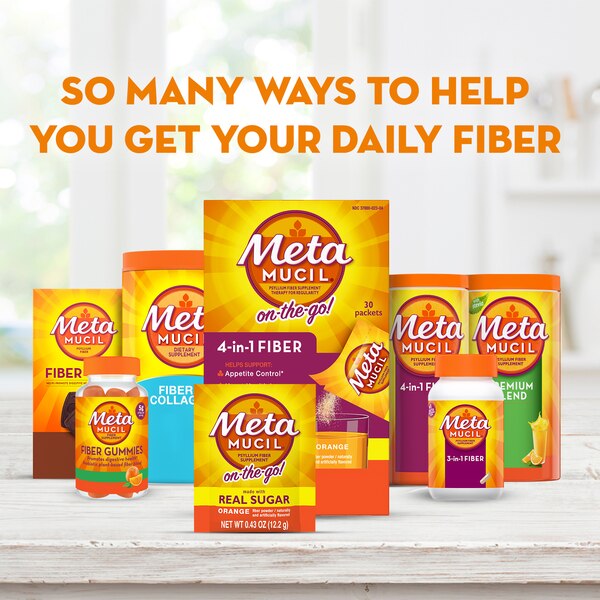 Metamucil On-the-Go 4-in-1 Psyllium Fiber with Real Sugar Packets
