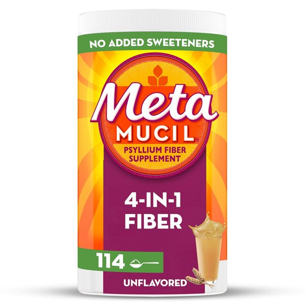 Metamucil 4-in-1 Psyllium Fiber No Added Sweetners Power, 23.3 OZ
