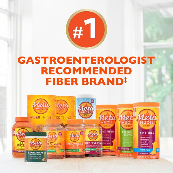 Metamucil 4-in-1 Psyllium Fiber Sugar-Free Powder, Orange