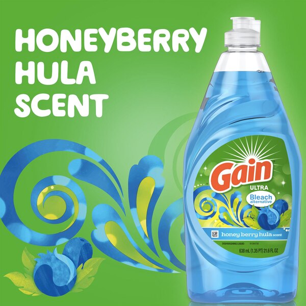 Gain Ultra Dishwashing Liquid Dish Soap, Honey Berry Hula, 38 OZ