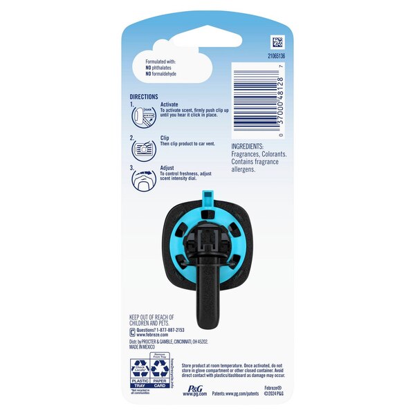 Febreze Car Luxe Air Freshener Vent Clip, Ocean Scent