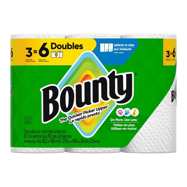 Bounty Select-A-Size Paper Towels, 3 Double Rolls