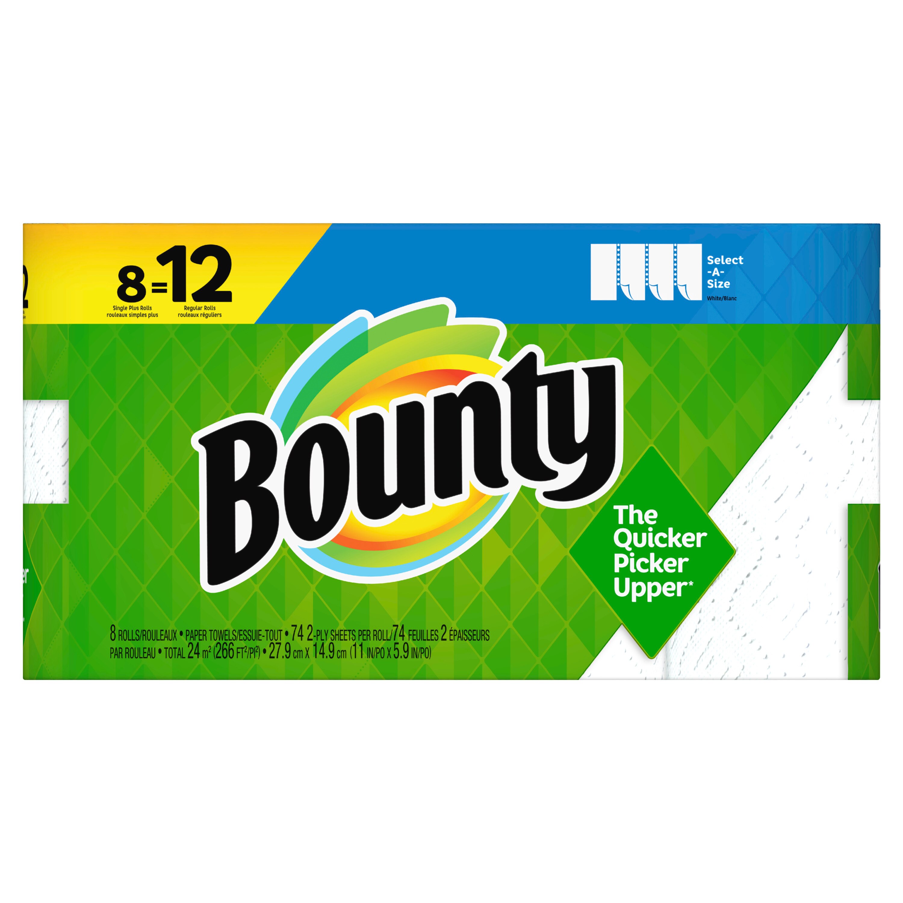 Bounty Select-A-Size Paper Towels, White, 8 Single Plus Rolls