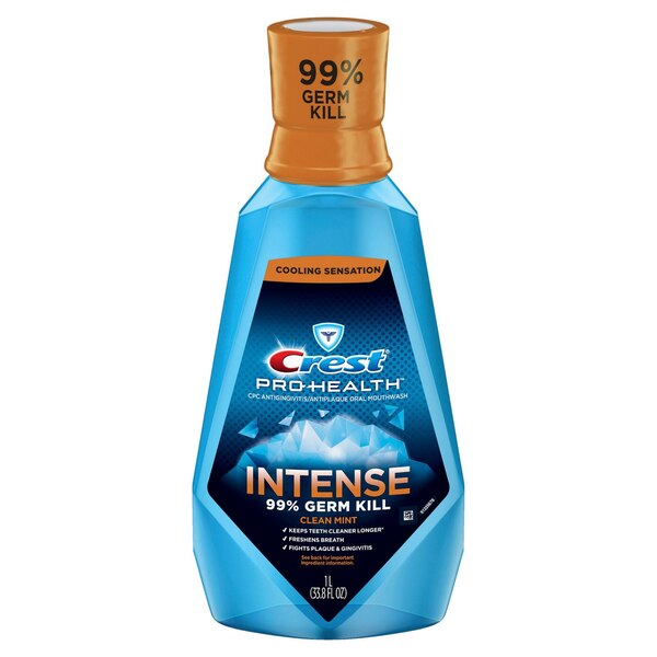 Crest Pro-Health Intense Mouthwash, Clean Mint, 1 L (33.8 fl oz)