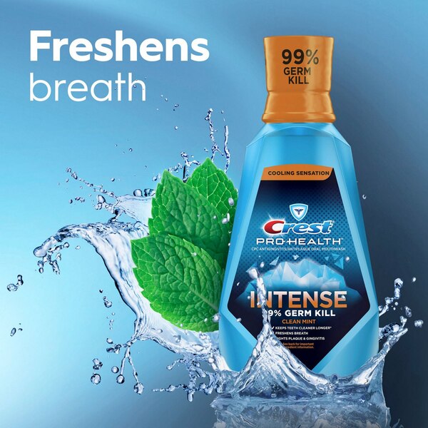 Crest Pro-Health Intense Mouthwash, Clean Mint, 1 L (33.8 fl oz)