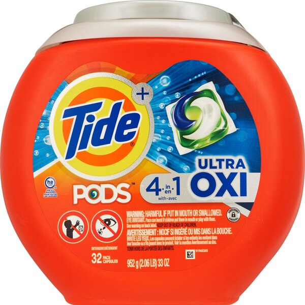 Tide PODS 4-In-1 Ultra OXI Liquid Laundry Detergent, 32 CT