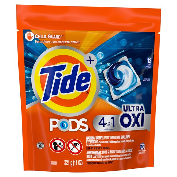 Tide+ Pods 4-in-1 Ultra Oxi Laundry Detergent Pacs, 12 ct 