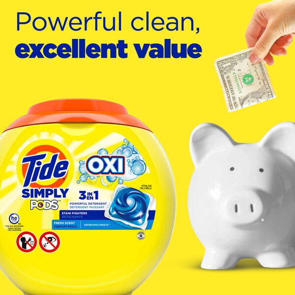 Tide Simply PODS + Oxi Liquid Laundry Detergent Pacs, 13 ct