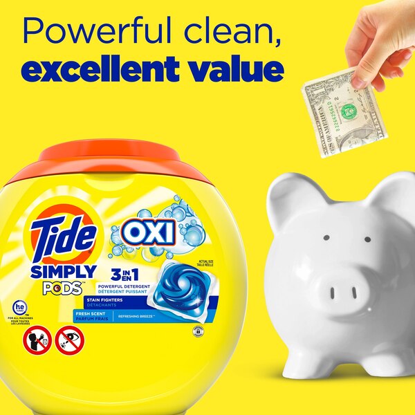 Tide Simply PODS + Oxi Liquid Laundry Detergent Pacs, 13 ct