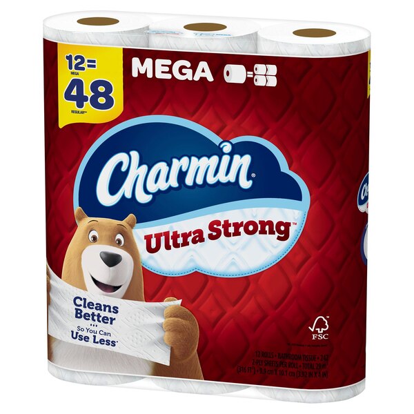 Charmin Ultra Strong Toilet Paper 12 Mega Rolls, 242 Sheets Per Roll